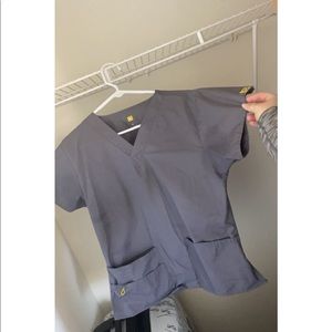 Pewter Wonderwink Scrubs V-Neck Top